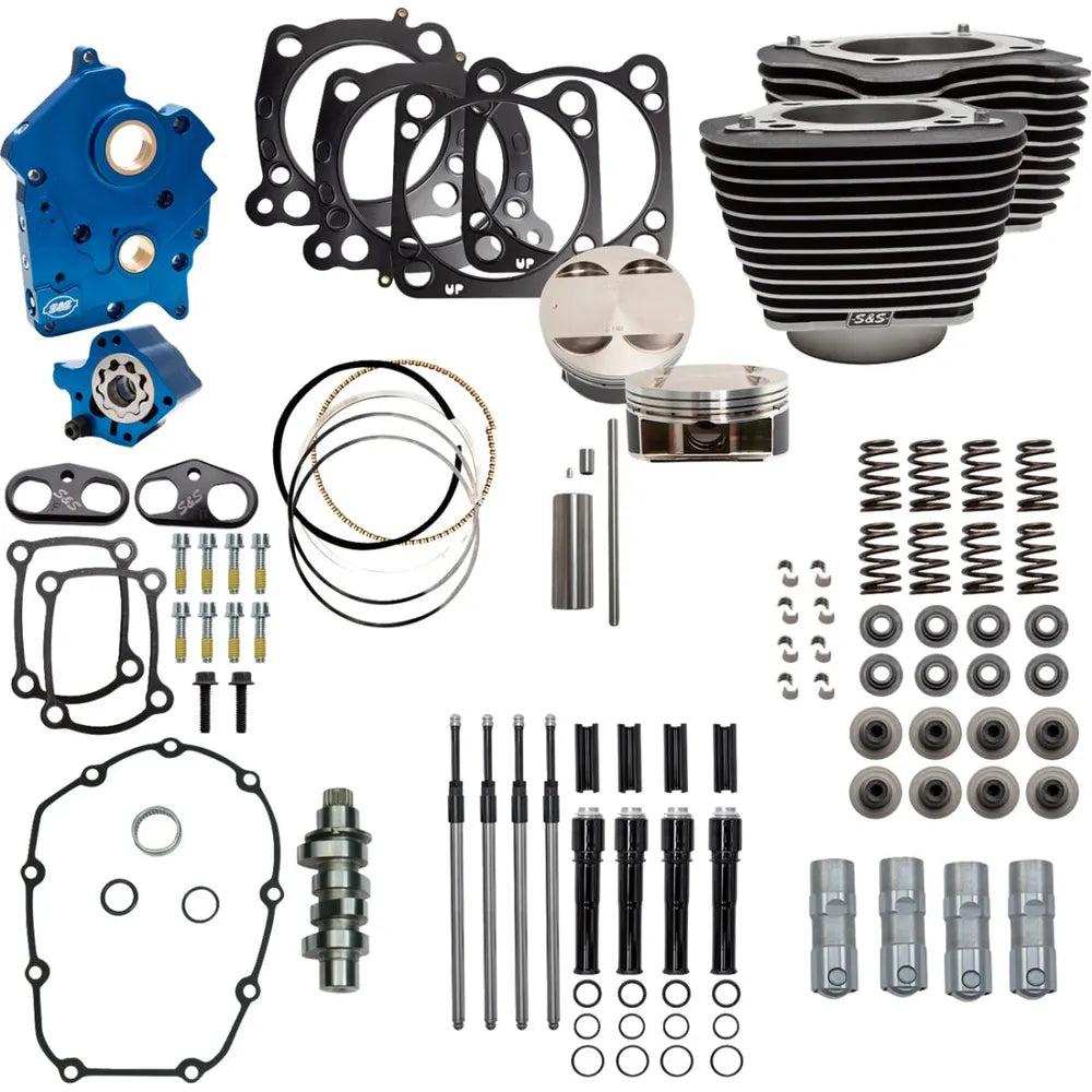 Harley-Davidson modeller (17-25) 124" 550C Power Package, chain drive, highlighted fins / Wrinkle Black – S&S Cycle