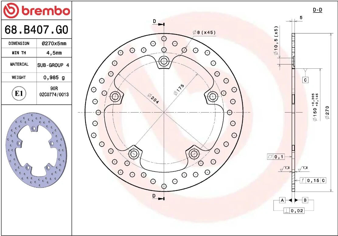 Ekstra produktbillede af BMW C 650 GT 12-20 bremseskive – Brembo Oro fast