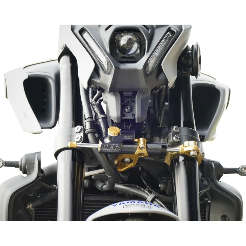 Hyperpro styrdæmper-monteringssæt til Yamaha MT-09 m.fl. (21-25) – modeltilpasset montage – monteret på motorcykel