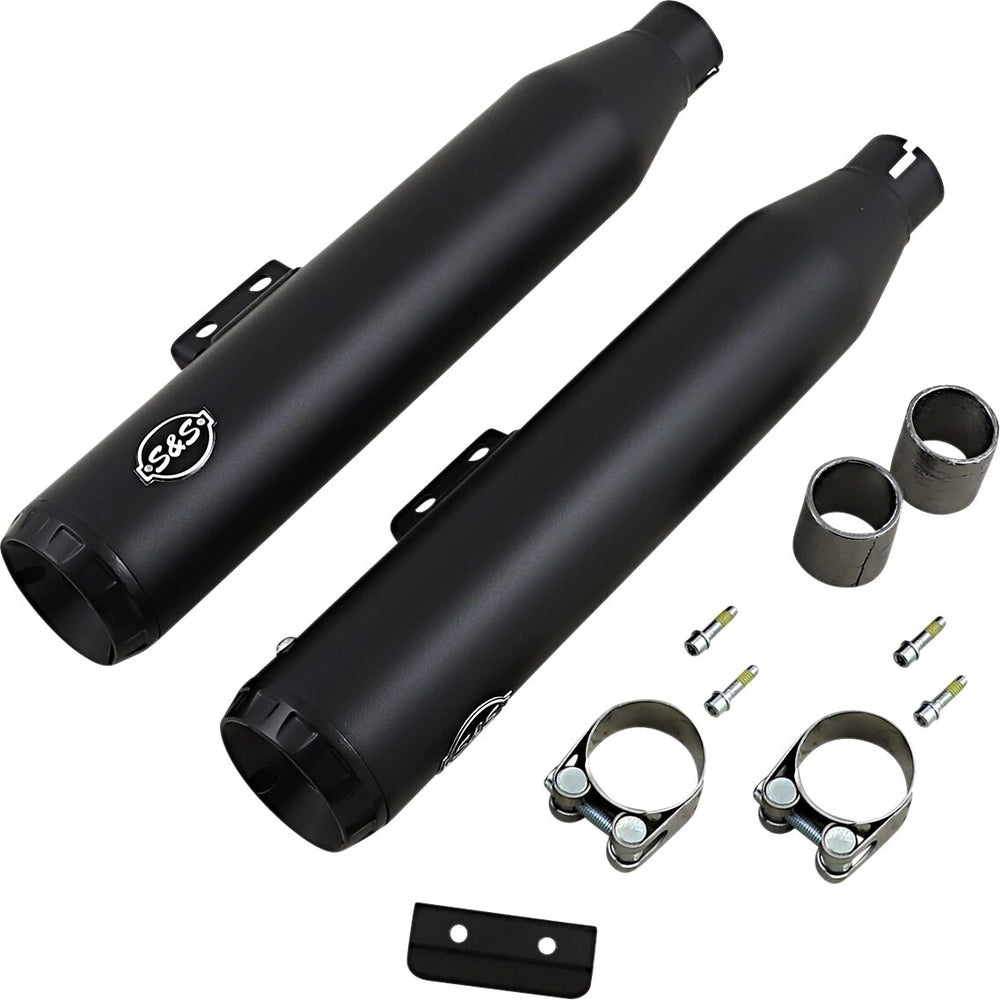 Harley-Davidson Softail (18-23) Grand National Slip-On Mufflers, Ceramic / Guardian Black, Straight-Cut end cap, sort end cap – S&S Cycle – alternativ vinkel 3