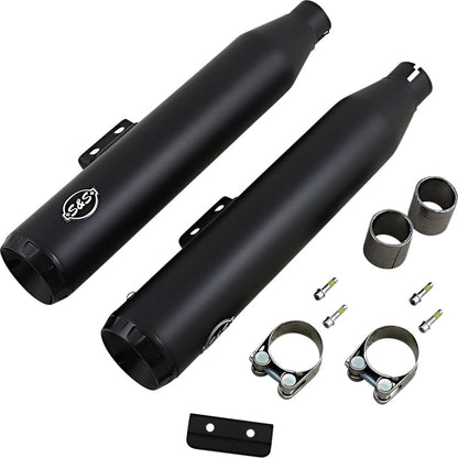 Harley-Davidson Softail (18-23) Grand National Slip-On Mufflers, Ceramic / Guardian Black, Straight-Cut end cap, sort end cap – S&S Cycle – alternativ vinkel 3