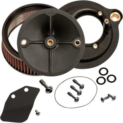 Harley-Davidson Twin Cam (17-24) Super Stock Stealth Air Cleaner Kit, EFI / Super Stock, Round, sort – S&S Cycle – ekstra produktvisning 2