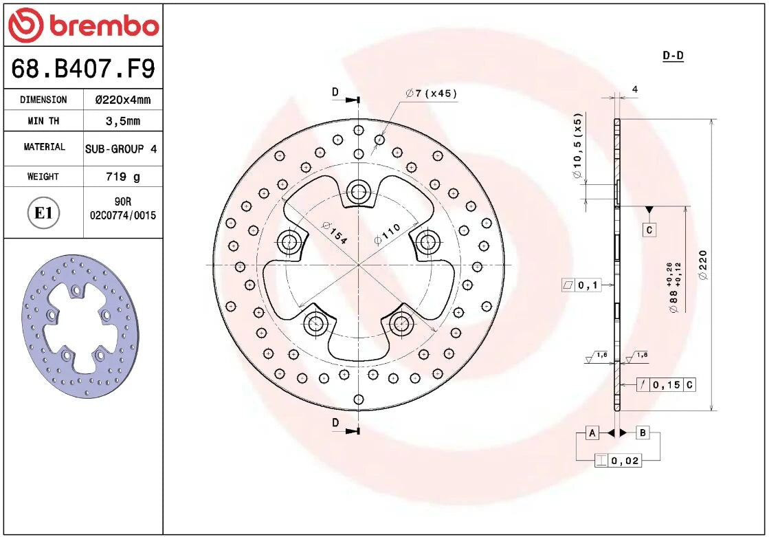 Ekstra produktbillede af Kymco LIKE 50 4T 10-16 bremseskive – Brembo Oro fast
