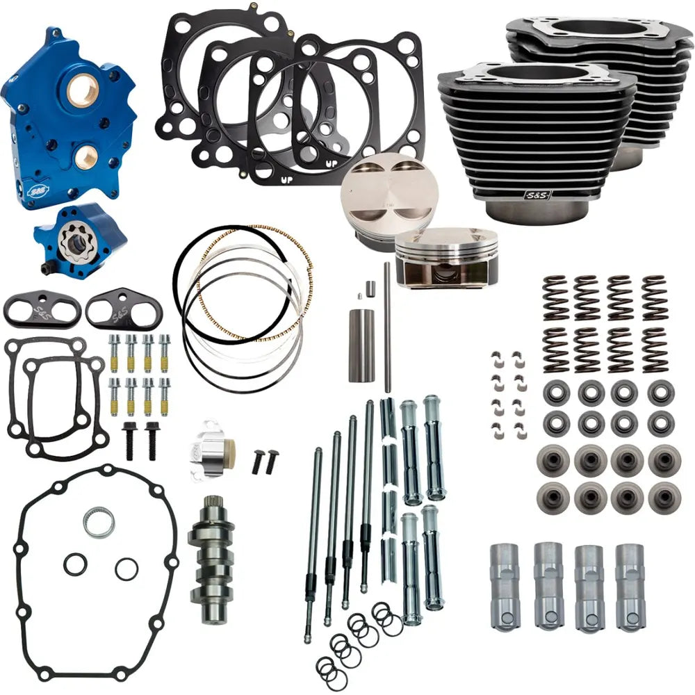 Harley-Davidson modeller (17-26) 128" 550C Power Package, chain drive, Black Granite / highlighted fins – S&S Cycle