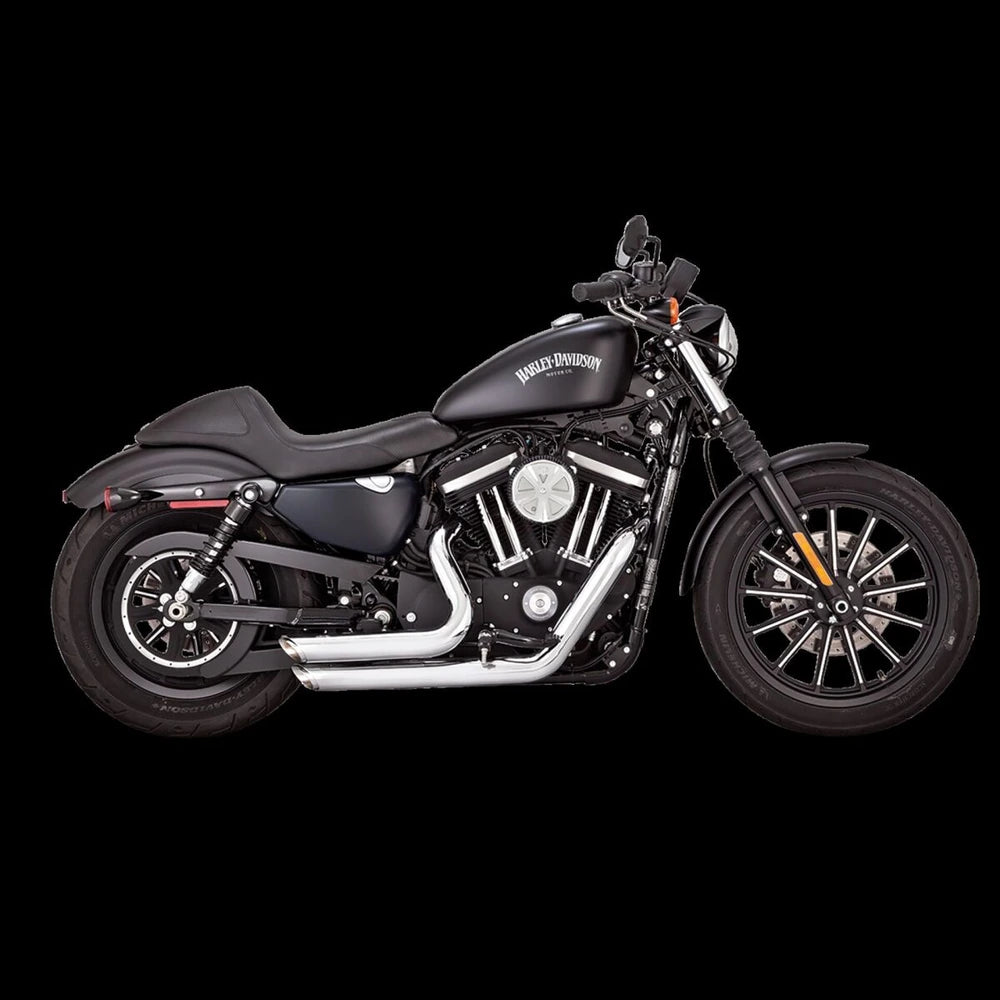 Harley-Davidson Softail (86-09) Shortshots Staggered Exhaust System Chrome komplet udstødning, krom – Vance & Hines – nærbillede af endcap og lyddæmper 4