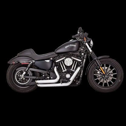 Harley-Davidson Softail (86-09) Shortshots Staggered Exhaust System Chrome komplet udstødning, krom – Vance & Hines – nærbillede af endcap og lyddæmper 4