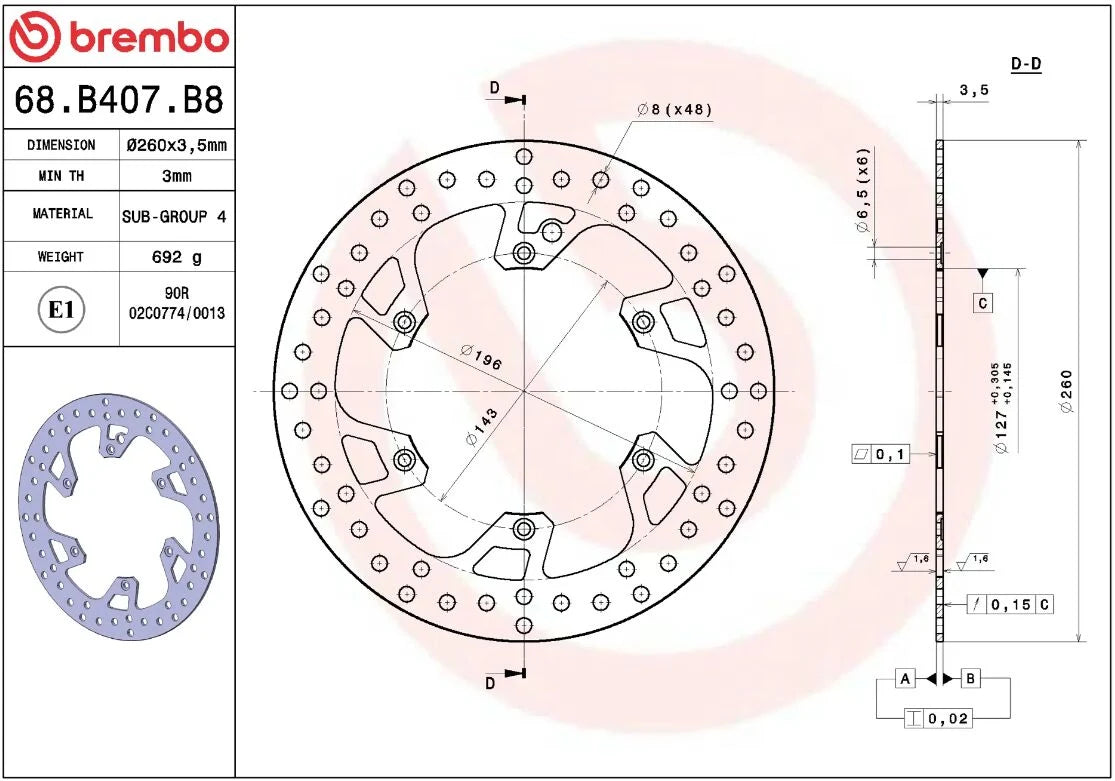 Ekstra produktbillede af KTM SX 250 93-23 bremseskive – Brembo Oro fast