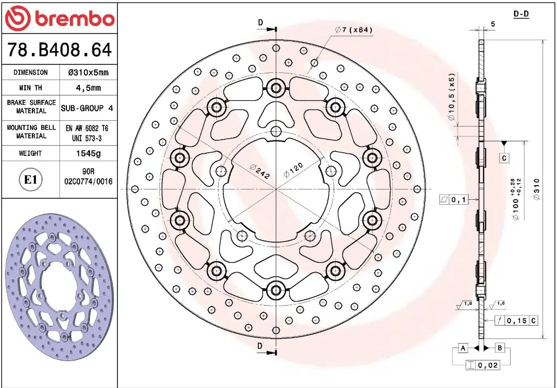 Ekstra produktbillede af Suzuki M 109 R Boulevard 06-14 bremseskive – Brembo Oro flydende