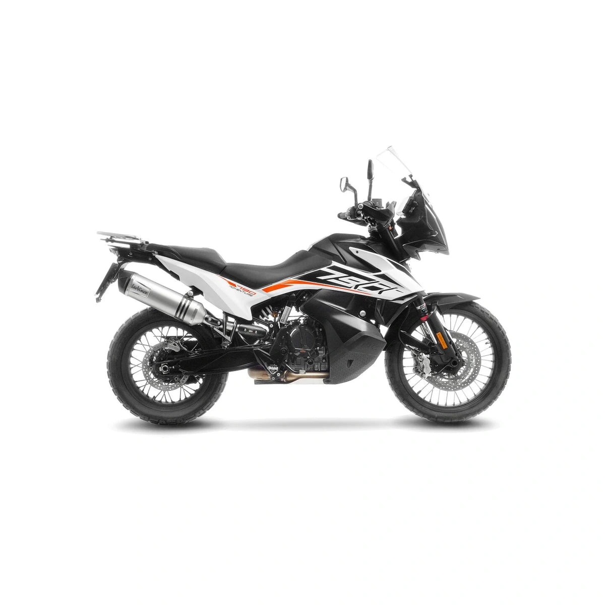 KTM 790 Adventure (19-26) m.fl. LeoVince LV One EVO slip-on – rustfri – godkendt – titanium-look – 14414E – ekstra produktvisning af lyddæmper, finish og detaljer 7