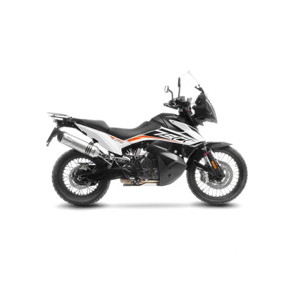 KTM 790 Adventure (19-26) m.fl. LeoVince LV One EVO slip-on – rustfri – godkendt – titanium-look – 14414E – ekstra produktvisning af lyddæmper, finish og detaljer 7