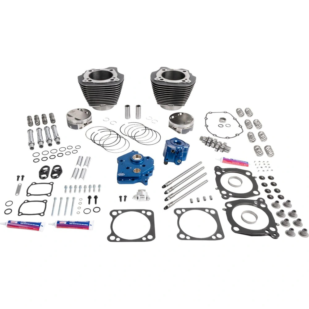 Harley-Davidson modeller (17-26) 132" HPT496 Series Power Package, chain drive, Black Granite, chrome pushrod tubes – S&S Cycle