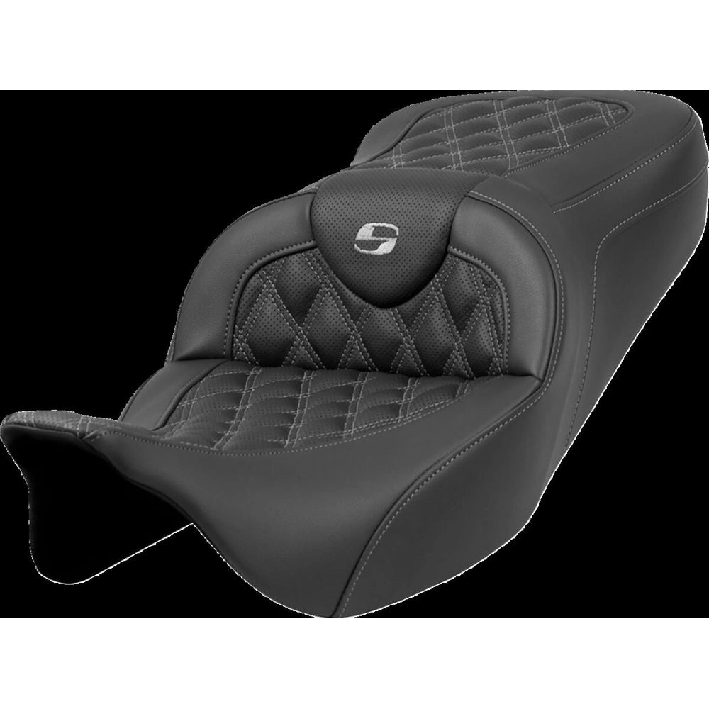 Harley-Davidson Touring (08-24) Roadsofa 2-up sæde Lattice Stitch/ Perforated grå syning – Saddlemen