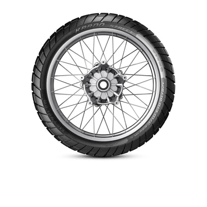 Metzeler Karoo Street 110/80R19 59V TL – fordæk – anvendelses- og detaljebillede af Metzeler Karoo Street.