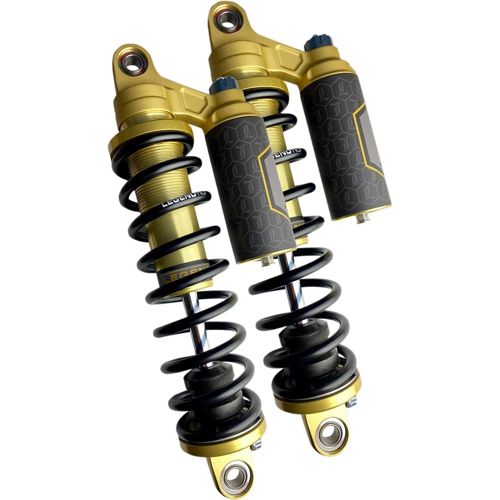 Legend Suspension Harley-Davidson Dyna (91-17) REVO-ARC støddæmpersæt, 14", Heavy Duty, piggyback reservoir, guld – produktbillede 2, varenr. 1310-1917