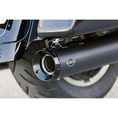 Harley-Davidson Touring (95-16) 4-1/2" GNX Slip-On Mufflers, Guardian Black, Tuxedo Black end cap – S&S Cycle – konstruktion og finish 5