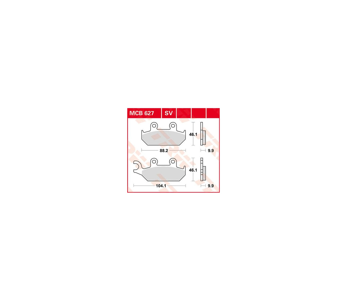Yamaha XT500E 90-02 m.fl. – organiske bremseklodser foran/bag – TRW MCB627 – produktillustration