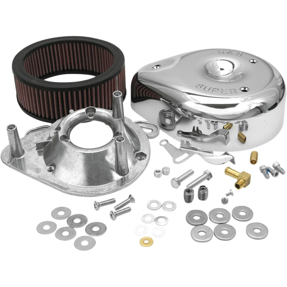 Harley-Davidson modeller (83-92) Teardrop Air Cleaner Kit, Super E and G, Teardrop, krom – S&S Cycle