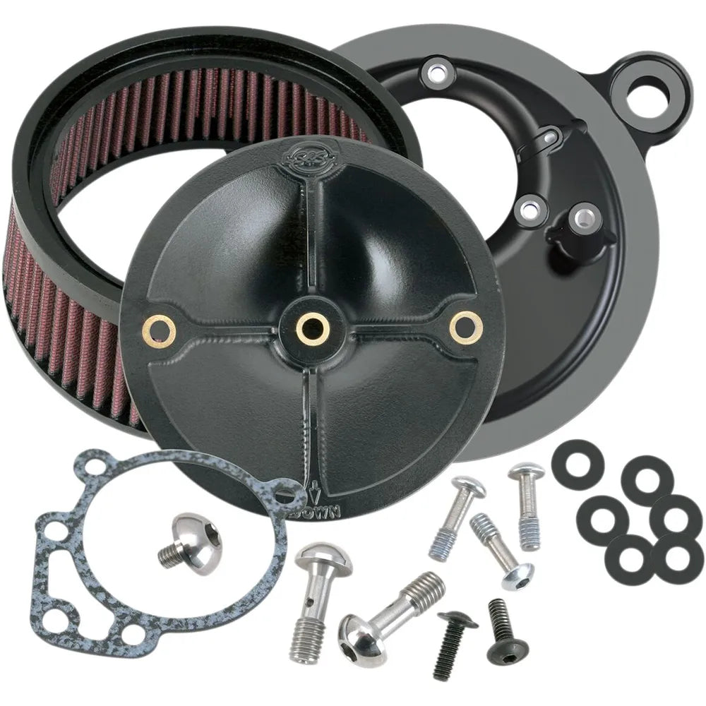 Harley-Davidson Twin Cam (93-99) Super Stock Stealth Air Cleaner Kit, Super E and G / Super Stock, Round, sort – S&S Cycle