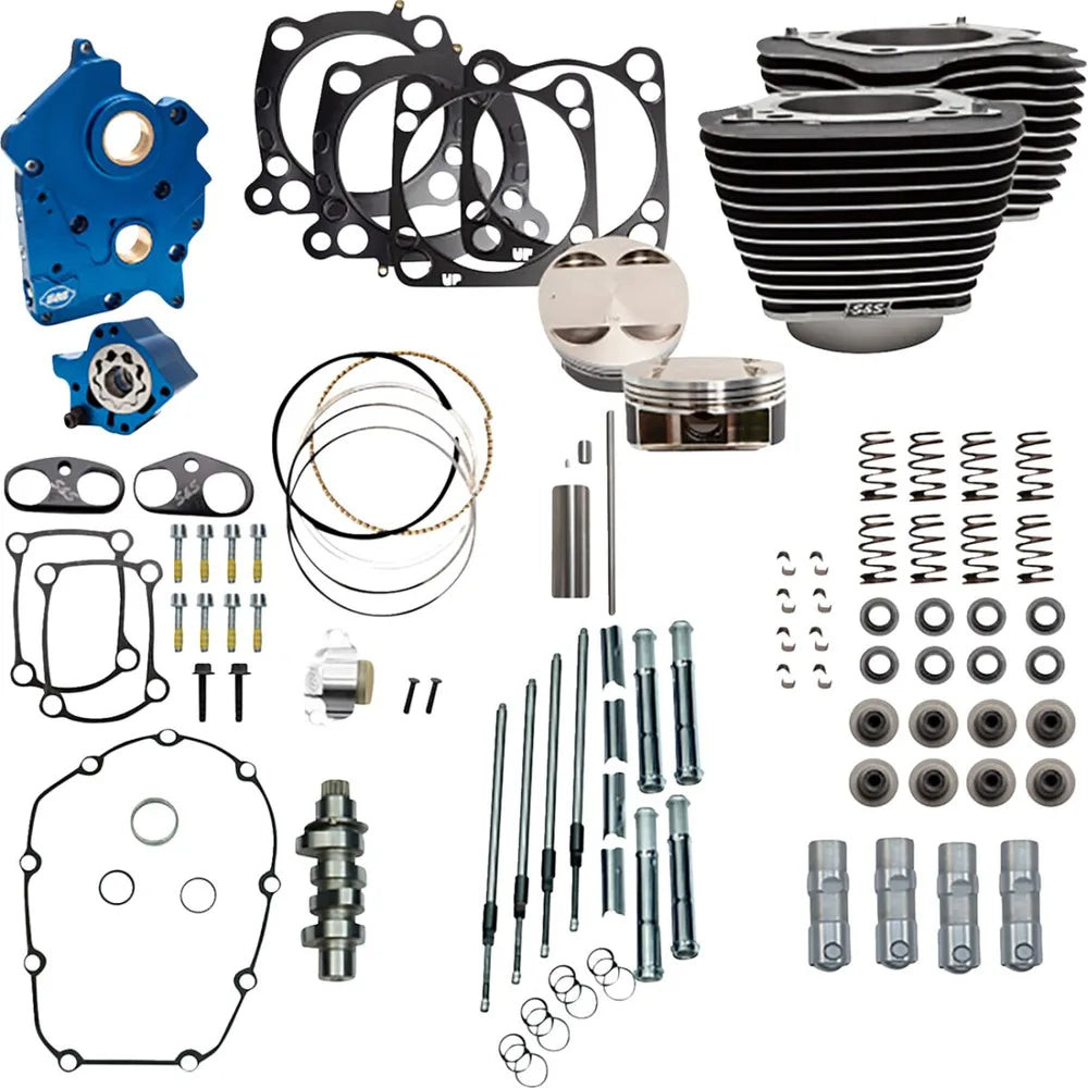 Harley-Davidson Touring (17-26) 124" 550C Power Package, chain drive, highlighted fins / Wrinkle Black – S&S Cycle