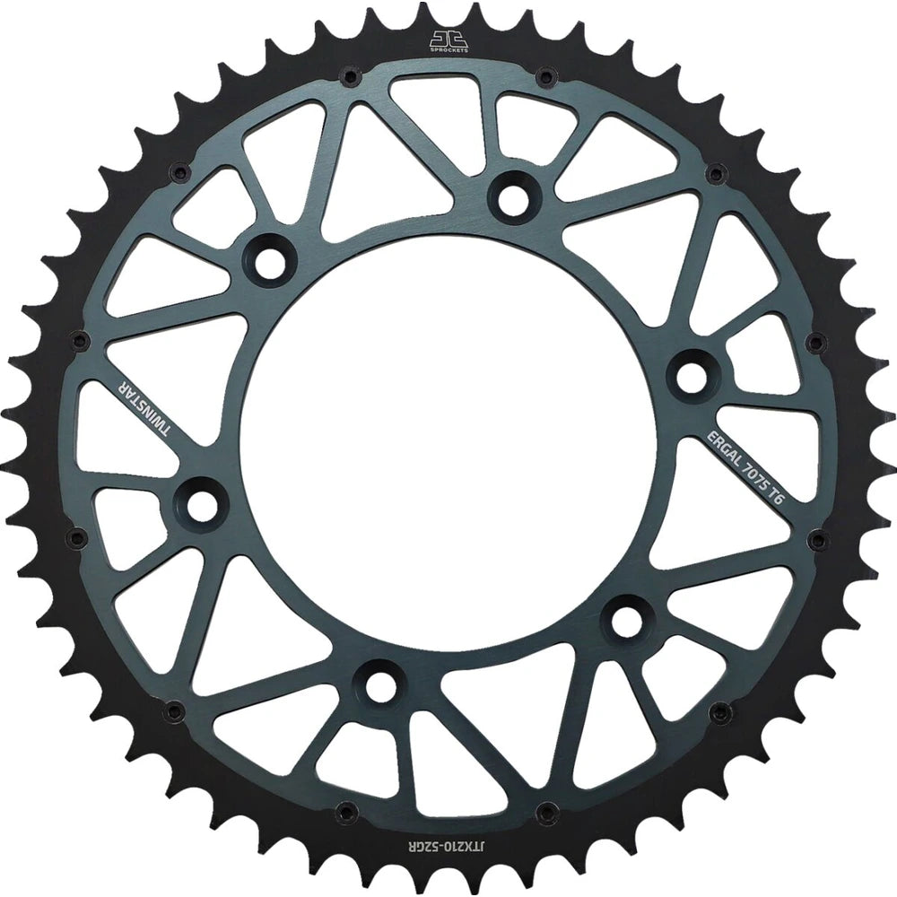 Bagtandhjul 52T, 520 – aluminium/stål, TwinStar, JTX210.52GR – JT Sprockets
