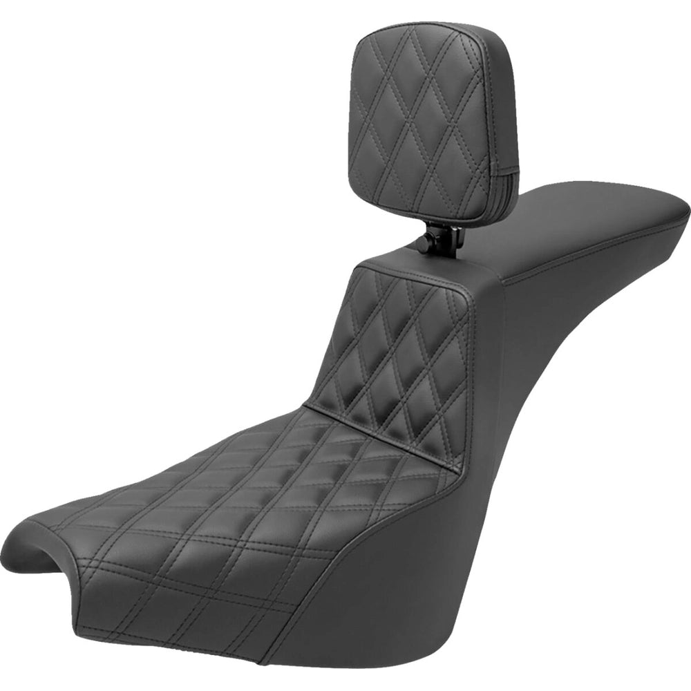 Harley-Davidson Softail (18-26) Step-Up 2-up sæde Front Lattice Stitch med førerryglæn, 25,5 cm (10") – Saddlemen