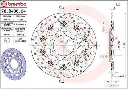 Ekstra produktbillede af Honda CB600F Hornet 07-13 bremseskive – Brembo Oro flydende