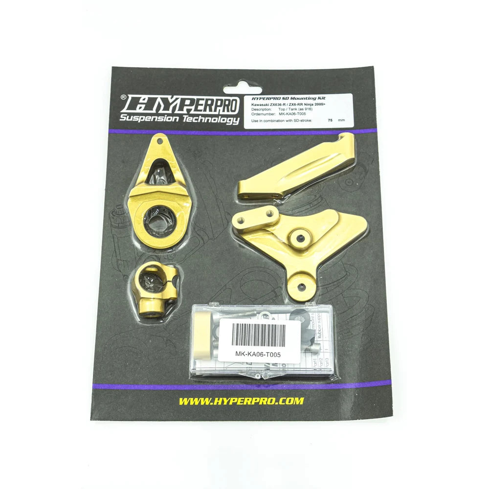 Hyperpro styrdæmper-monteringssæt til Kawasaki ZX-6 R 636 Ninja / ZX-6 RR 600 Ninja (05-06) – modeltilpasset montage