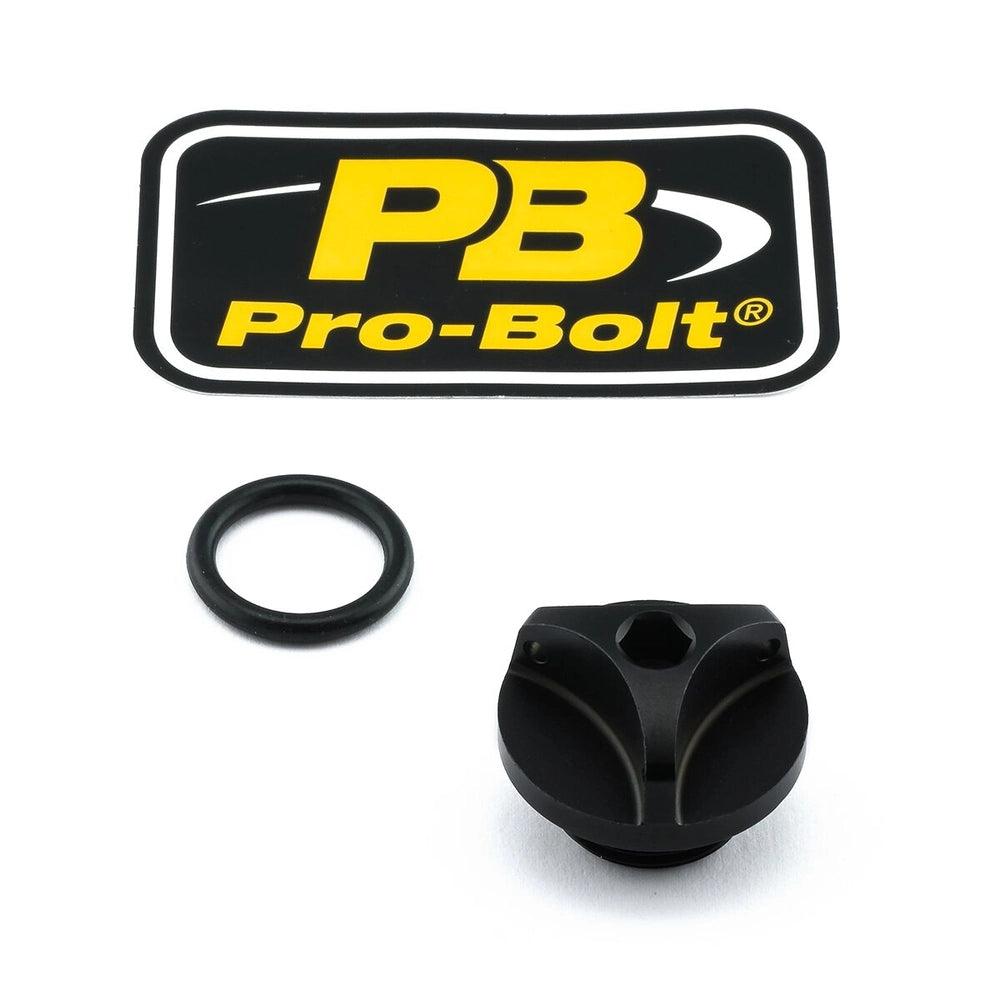 Oliepåfyldningsdæksel – 7075-T6 aluminium, sort, OFCS10 – Pro-Bolt