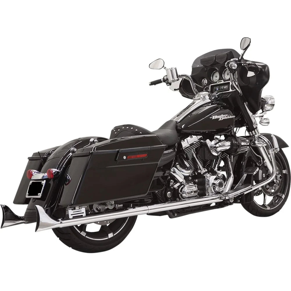 Harley-Davidson Touring (95-16) Fishtail slip-on udstødninger, krom, 33", med baffles – Bassani – ekstra produktvisning 2 med fokus på design og detaljer