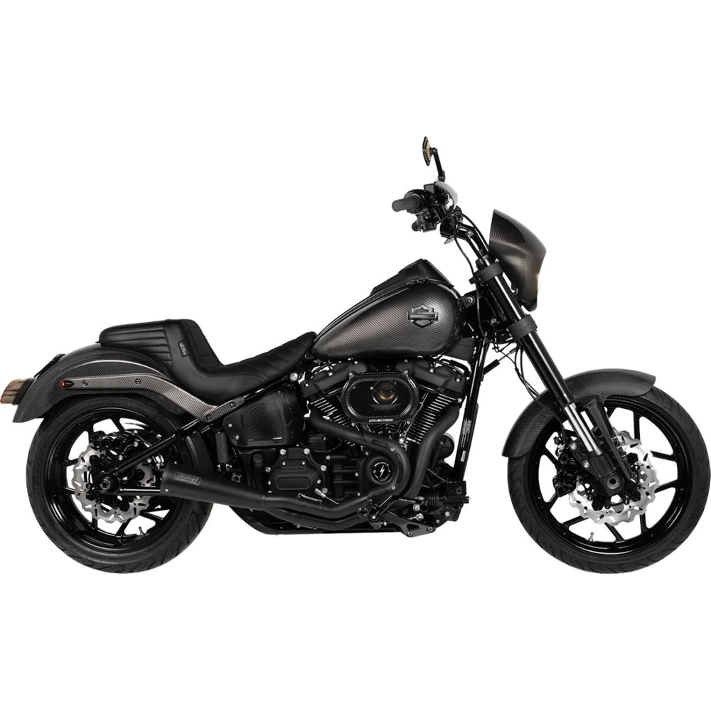 Harley-Davidson Softail (18-24) 2-into-1 Upsweep komplet udstødning, sort – Vance & Hines – nærbillede af endcap og lyddæmper 4