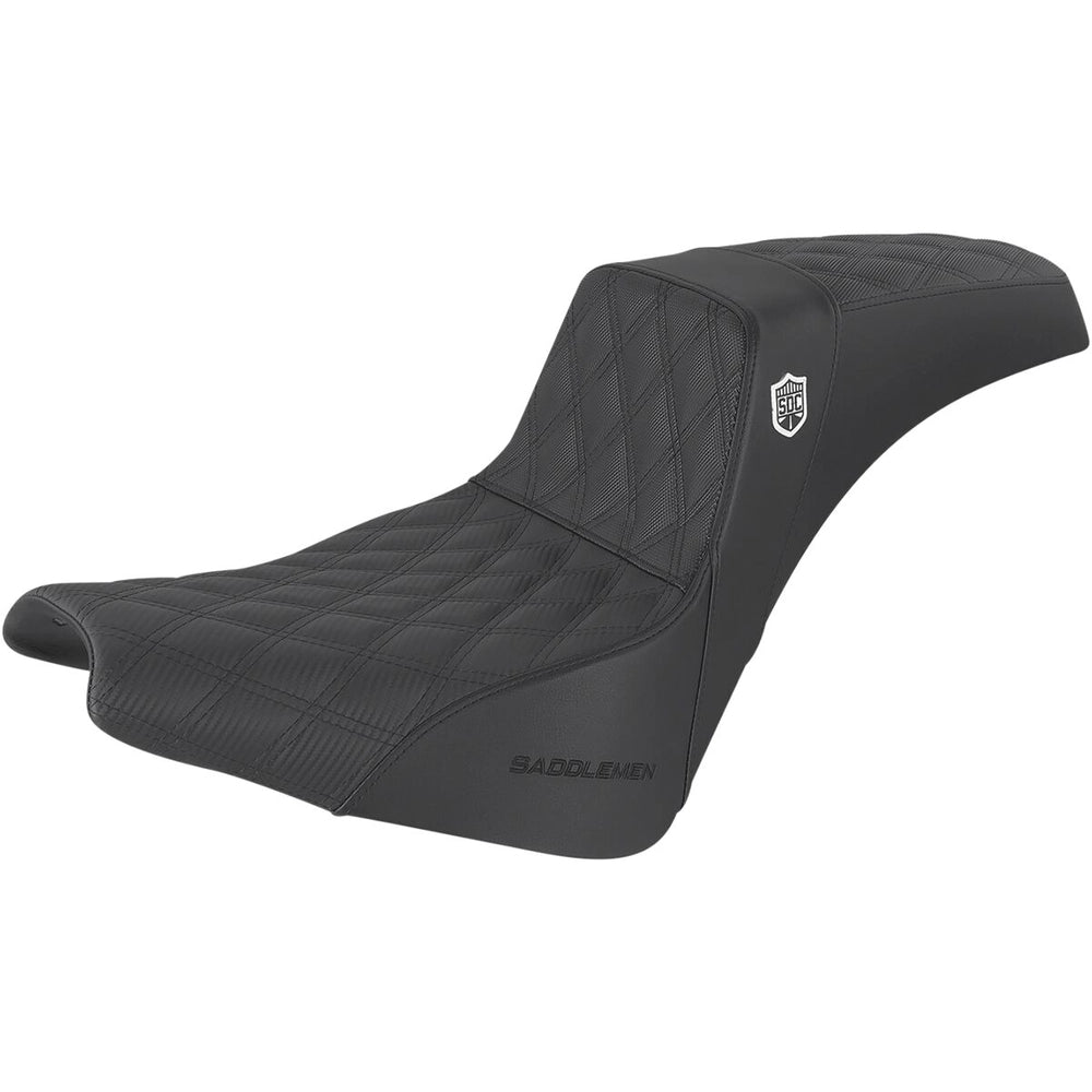 Harley-Davidson Softail (18-26) Pro Series SDC Performance 2-up sæde Black Gripper Lumbar/ Carbon Fiber Lattice Stitched, 28 cm (11") – Saddlemen
