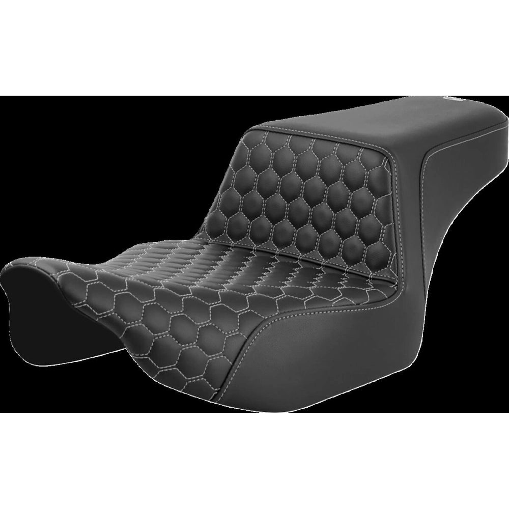 Harley-Davidson Touring (23-26) Step-Up 2-up sæde Front Honeycomb sølv syning Extended Reach – Saddlemen