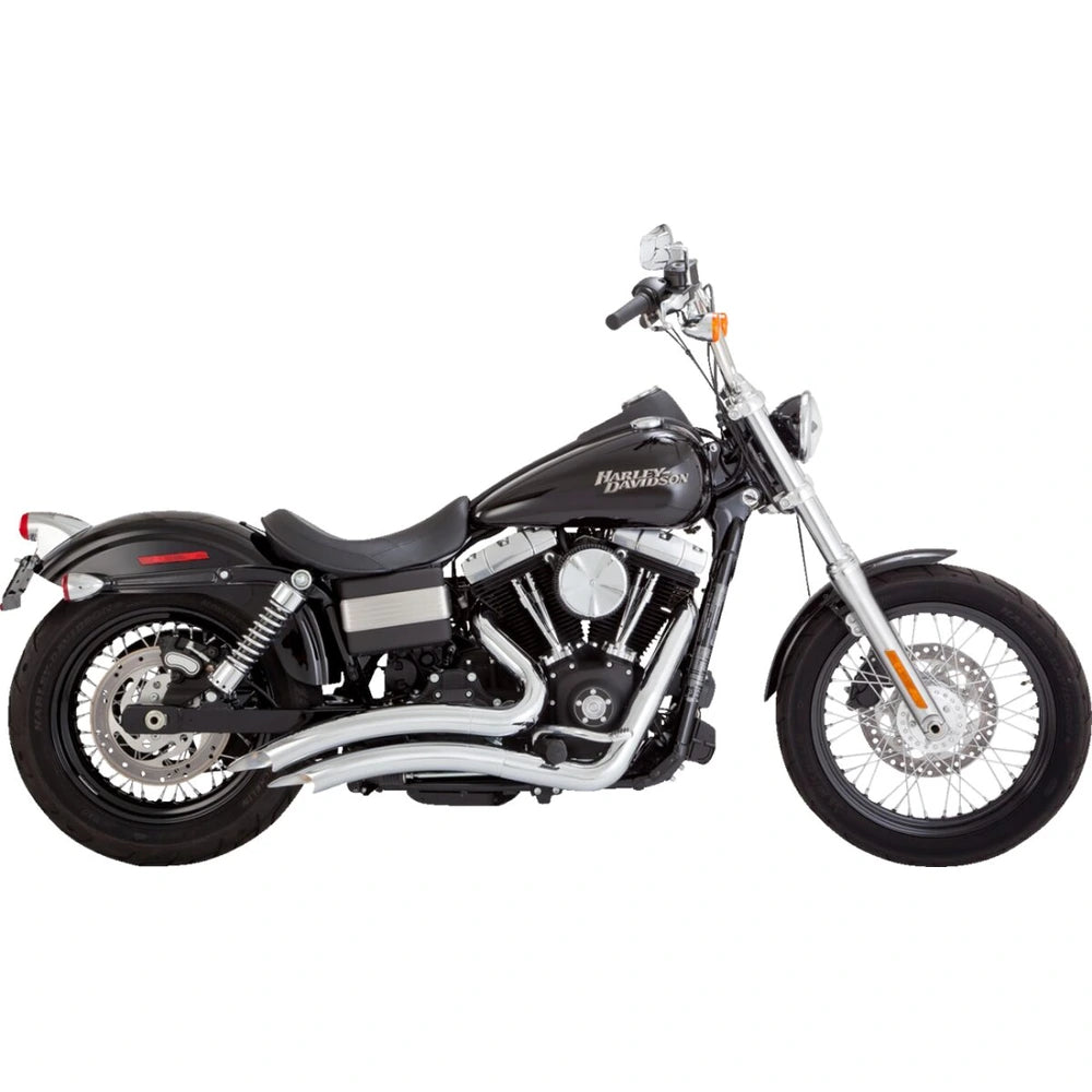 Harley-Davidson Dyna (06-09) 2-into-2 Big Radius komplet udstødning, krom – Vance & Hines – detaljebillede af udstødning og finish 2
