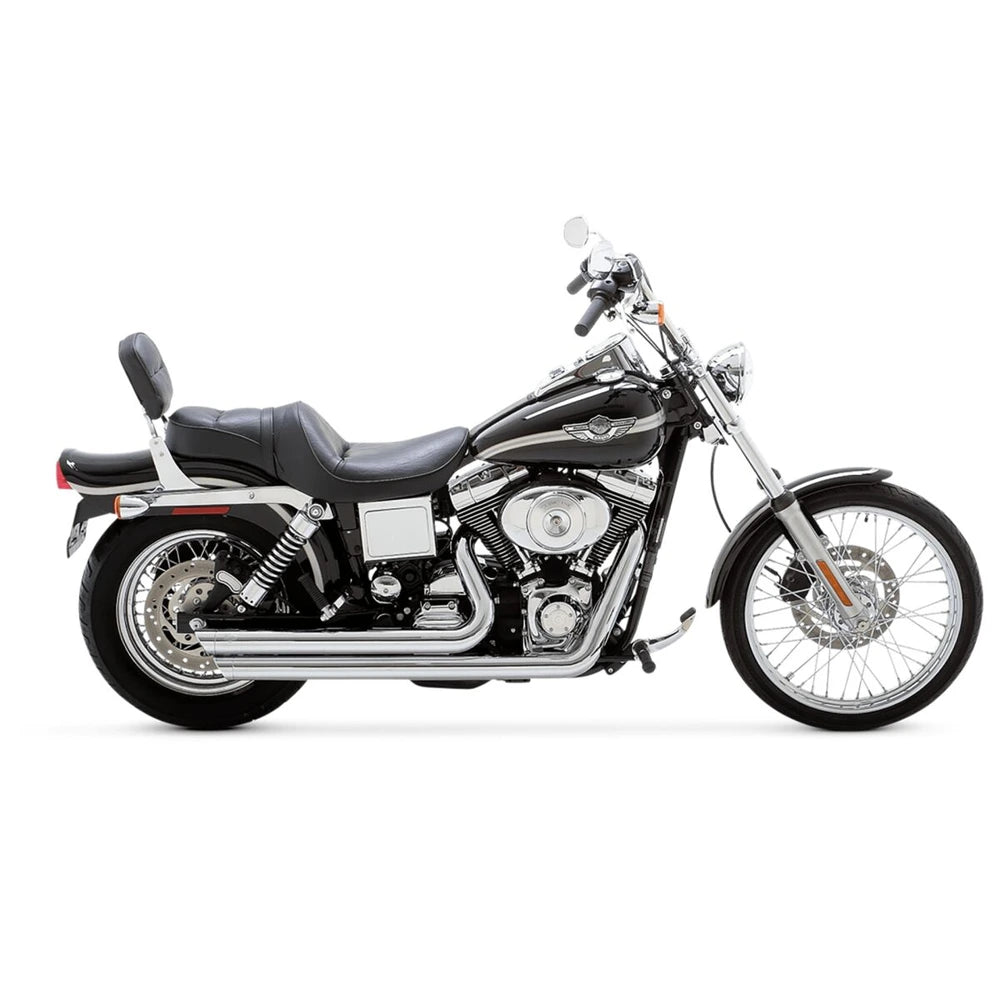 Harley-Davidson Dyna (91-05) Big Shots Staggered Exhaust System Chrome komplet udstødning, krom – Vance & Hines – detaljebillede af udstødning og finish 2