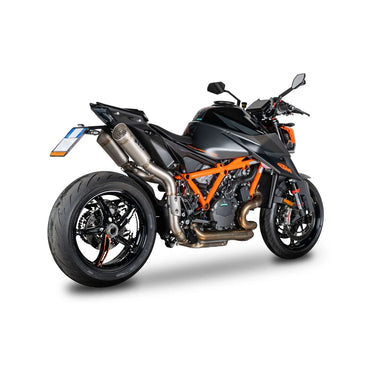 KTM 1290/1390 Super Duke (20-26) GRID-O slip-on, titanium – Spark – produktdetalje fra alternativ vinkel, billede 2