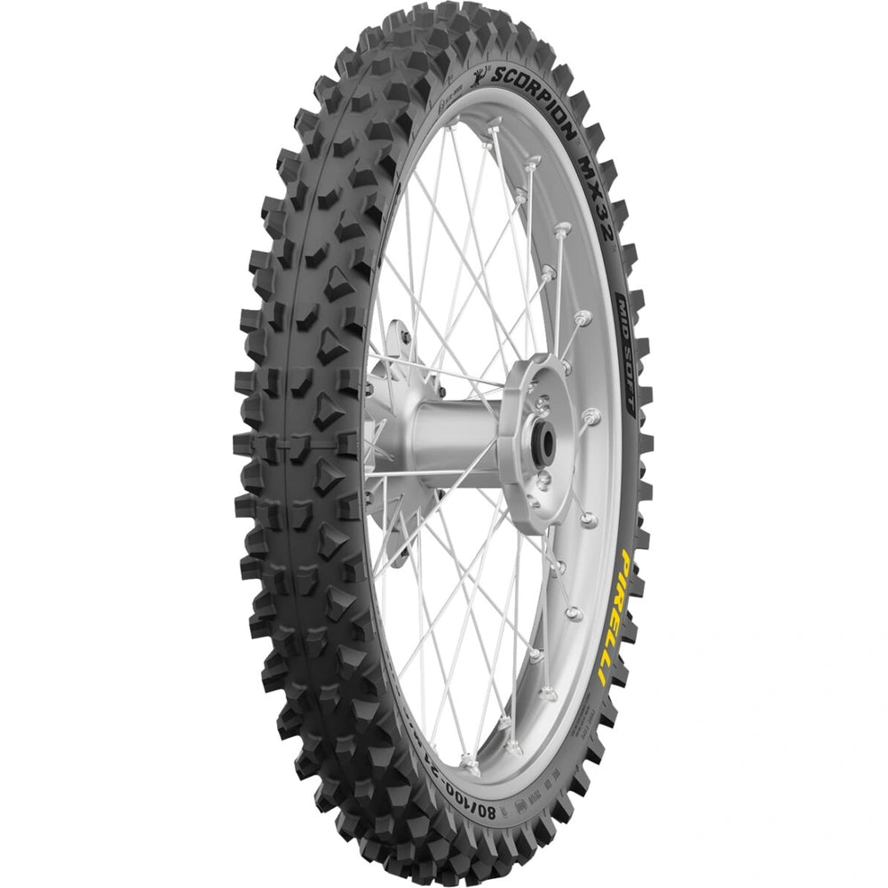 Pirelli Scorpion MX32 Mid Soft 80/100-21 51M TT NHS – fordæk – originalt Pirelli fordæk med maksimalt greb, præcis feedback og ægte banefølelse. Køb hos Mo2parts.