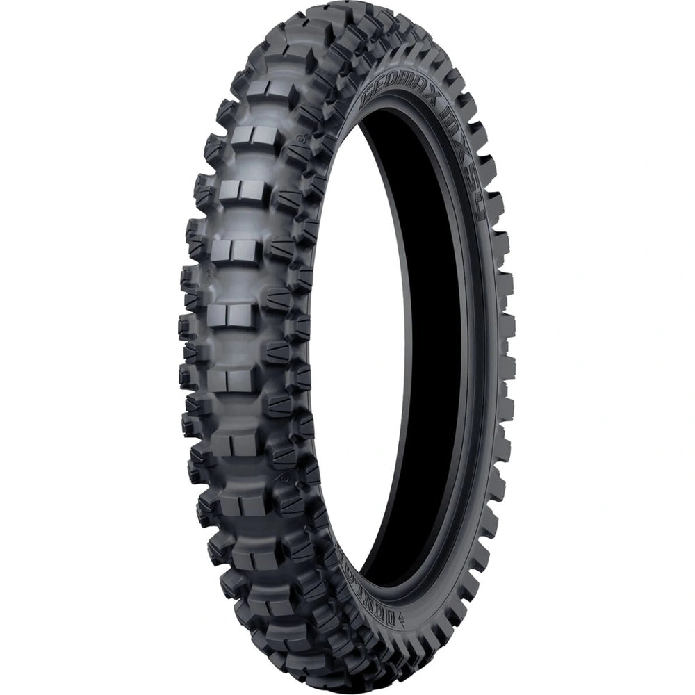 Dunlop Geomax MX54 70/100-10 41J TT – bagdæk – originalt Dunlop bagdæk med stærkt greb på mellemfast til hårdt MX-underlag. Køb hos Mo2parts.