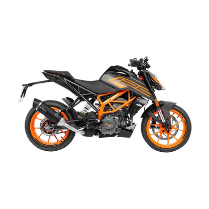 KTM 390 Duke (21-23) m.fl. LeoVince LV One EVO slip-on – rustfri – mat sort – ekstra produktvisning af lyddæmper, finish og detaljer 3