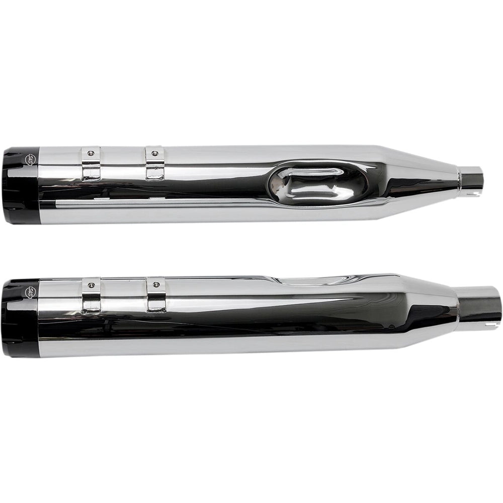 Harley-Davidson Touring / Trike (17-25) 4-1/2" MK45 Performance Mufflers, krom, Thruster end cap, sort / poleret end cap – S&S Cycle