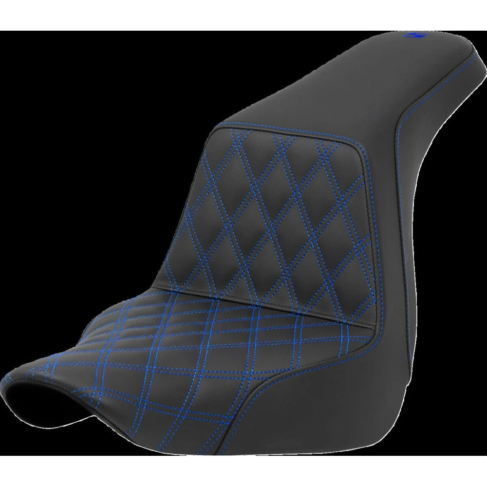 Harley-Davidson Softail (18-26) Step-Up 2-up sæde Front Lattice Stitch blå syning – Saddlemen