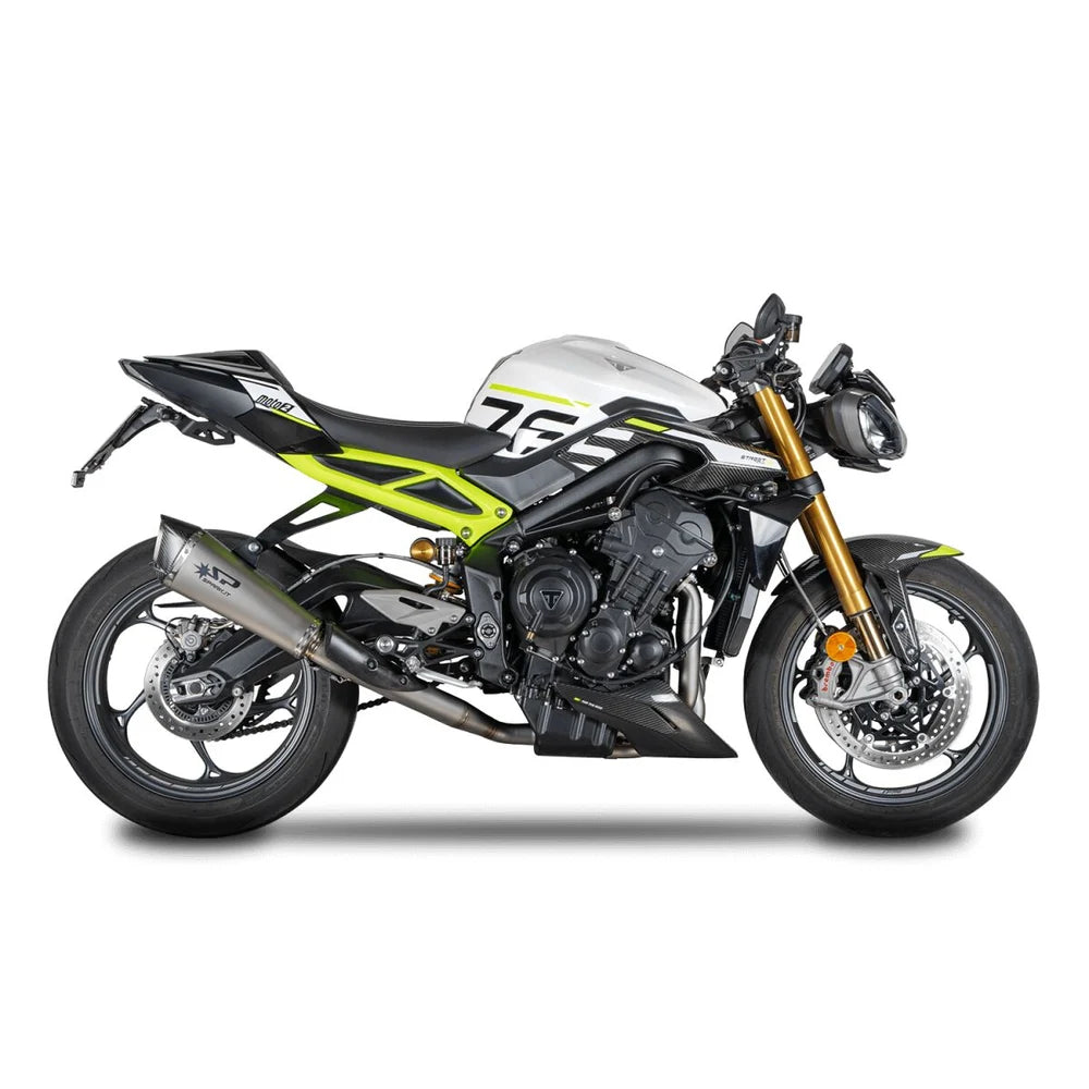 Triumph Street Triple (17-26) Konix Evo slip-on, titanium – Spark – produktdetalje fra alternativ vinkel, billede 3