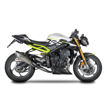 Triumph Street Triple (17-26) Konix Evo slip-on, titanium – Spark – produktdetalje fra alternativ vinkel, billede 3