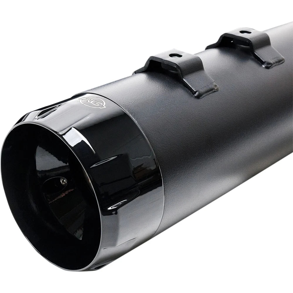 Harley-Davidson Touring (17-25) 4-1/2" MK45 Performance Mufflers, sort / Ceramic, Thruster end cap, sort / poleret end cap – S&S Cycle – alternativ vinkel 3