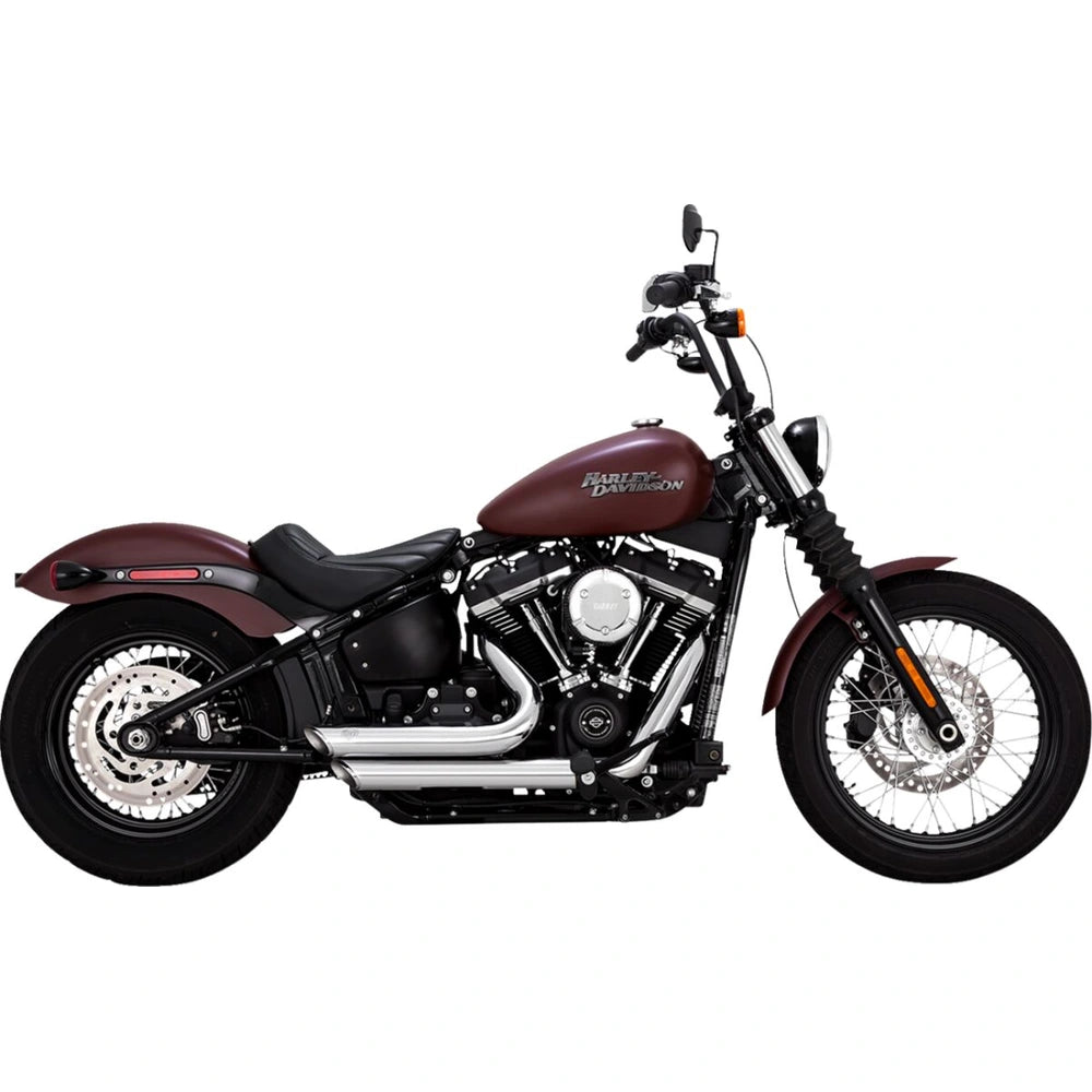 Harley-Davidson Touring / Softail (18-25) Shortshots Staggered PCX™ komplet udstødning, krom – Vance & Hines – detaljebillede af udstødning og finish 2
