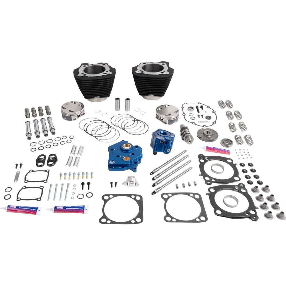 Harley-Davidson Touring / Trike (17-26) 132" HPT496 Series Power Package, gear drive, sort / non-highlighted fins, chrome pushrod tubes – S&S Cycle