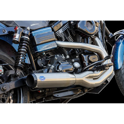 Harley-Davidson Dyna (06-07) 2-into-1 Qualifier Exhaust System, børstet – S&S Cycle – alternativ vinkel 3
