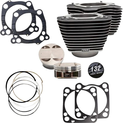 Harley-Davidson modeller (17-23) 132" Big Bore Kit, highlighted fins / Powder-Coated / Wrinkle Black – S&S Cycle – ekstra produktvisning 2