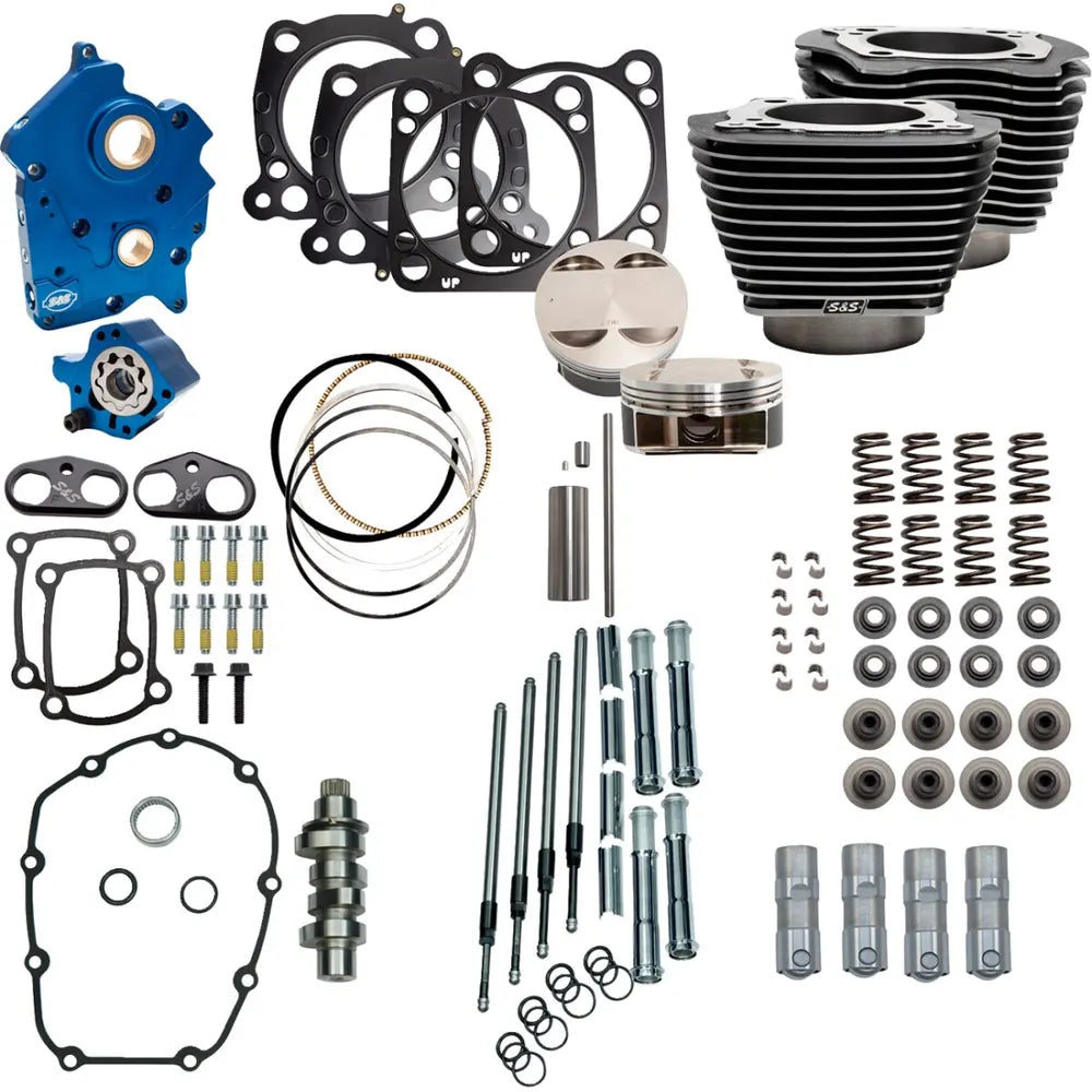 Harley-Davidson Touring / Trike (17-25) 128" Power Package, chain drive, Black Granite / highlighted fins – S&S Cycle