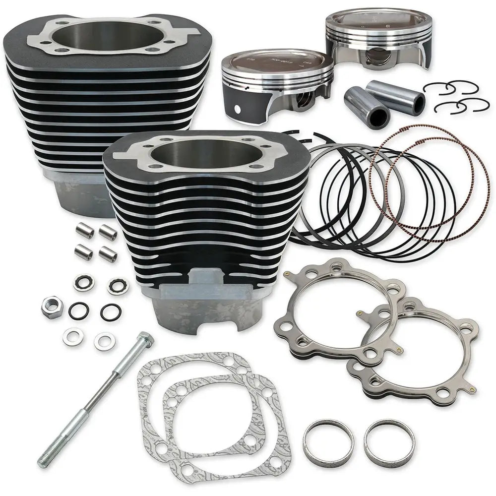 Harley-Davidson modeller (07-17) 124" Big Bore Kit, sort / Powder-Coated / Wrinkle Black – S&S Cycle