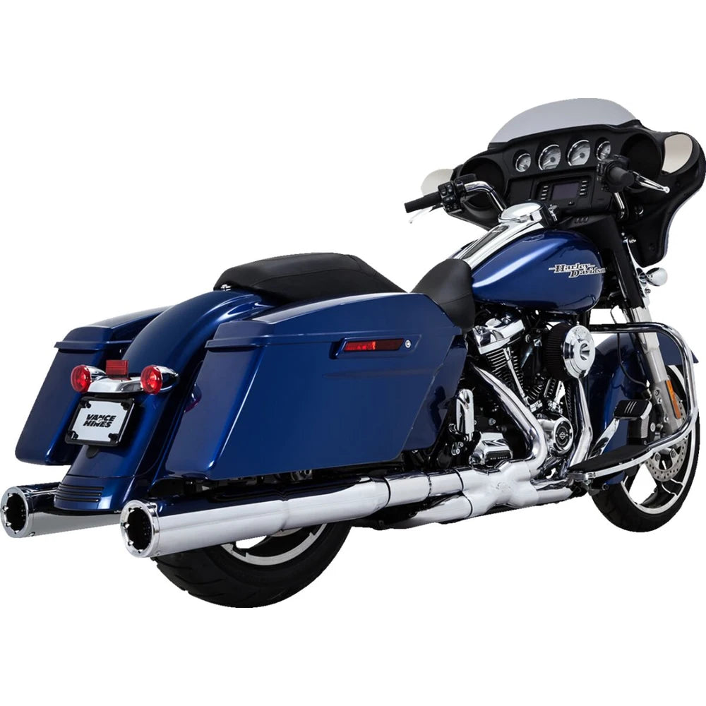 Harley-Davidson Touring (17-25) Power Duals PCX™ forrør, krom – Vance & Hines – nærbillede af endcap og lyddæmper 4